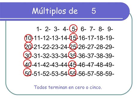 todos los multiplos de 5.